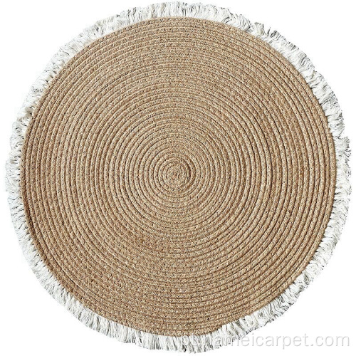 Redondo círculo de cânhamo de cânhamo tapete de tapete de tapete de tapete